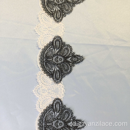 Black Ribbon Lace Trim untuk Pakaian